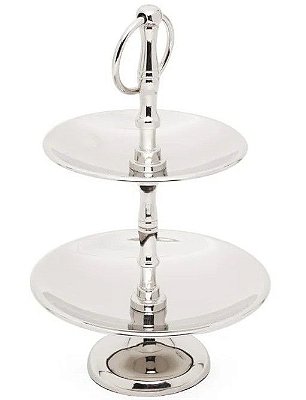 Suporte Duplo Para Bolo e Doces de Aluminio 27cm - Coleção Manhatan - Ref 1203759 Cromus