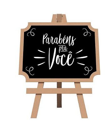 Lousa Decorativa de MDF Formato Retangular parabéns pra Você 22x30cm - Ref DC0010 - Grintoy