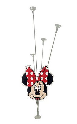Suporte Para 5 Balões com Cabeça Minnie em MDF - Festa Minnie - Ref MN1002 Grintoy