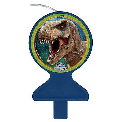 Vela de Aniversário Redonda Plana Festa Jurrasic Word - Festa Dinossauros - Festcolor Promo