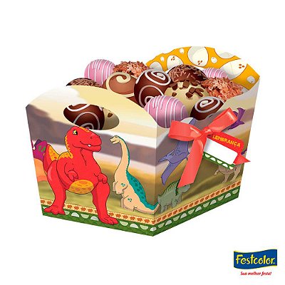 Cachepo Decorativo Festa Dinossauros 8x11cm com 8 Unidades - Festa Dino Baby - Festcolor