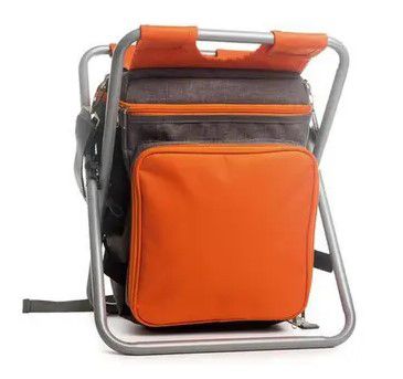 Mochila Térmica (cooler) 12.6 Litros com Assento Laranja e Kit Pic Nic com 10 Itens - Ref 1471153 Cromus