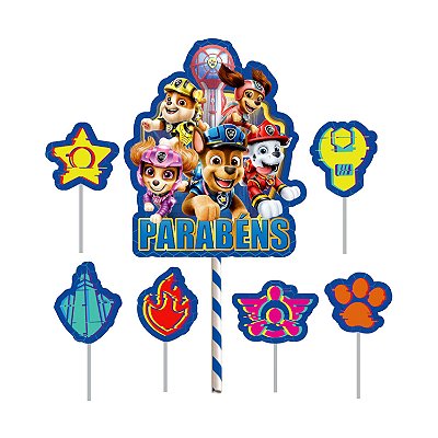 Topo de Bolo Impresso Festa Patrulha Canina O Filme com 7 Itens - Ref 351096 Piffer