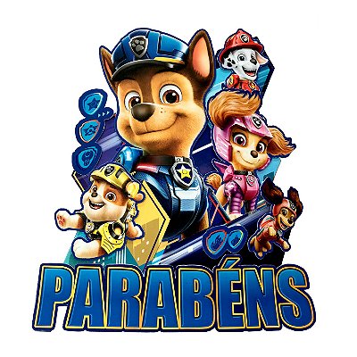 Painel Parabéns Festa Patrulha Canina O Filme 54x50cm - Ref 351089 Piffer