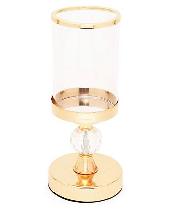 Castiçal de Vidro Dourado com Borda 28x12cm - Home Decor - Ref 1921077 - Cromus