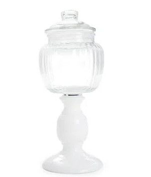 Porta Doce Alto de Metal Branco com Tampa Hermética de Vidro - Home Decor - Ref 1511504 Cromus