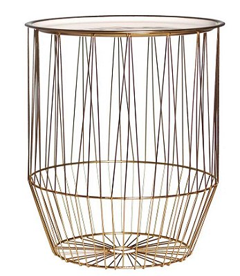 Mesa Aramada Dourada com Tampa Branca 50x40x40cm - Coleção Minimal - Ref 1593355