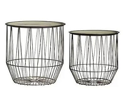 Mesa Aramada de Café Preta com Tampa Verde Jogo com 2 Unidades - Coleção Minimal - Ref 1593356 Cromus