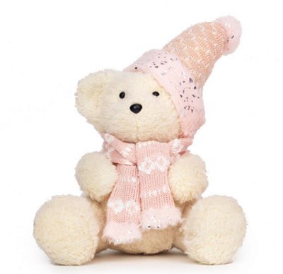 Urso Decorativo com Gorro e Cachecol 27x23cm - Coleção Carmelo - Ref 1016174 Cromus
