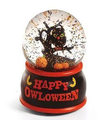 Globo de Vidro com Coruja, Som e Neve - Ref 1413904 Halloween Cromus
