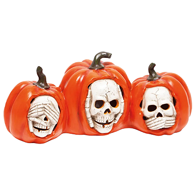 Trio de Abóboras com Caveira e Led 19x44cm - Ref 29003212 Halloween Cromus