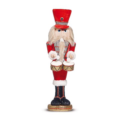 Soldado de Chumbo Vermelho Natal Veludo com Tambor Duplo 60cm - Coleção Xmas Parade - Ref 1595159 Cromus