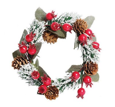 Mini Guirlanda de Natal com Pinhas e Frutas 12x12x3cm - Ref 1920104 Cromus