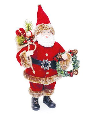 Papai Noel com Guirlanda e Saco de Presentes 30cm - Ref 1207346 Cromus
