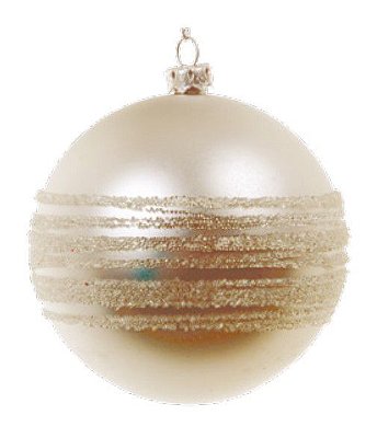 Bola de Natal Prata com Listras de Glitter 8cm Jogo com 6 Unidades - Ref 1112973 Cromus