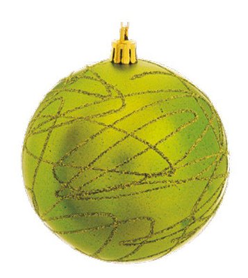 Bola de Natal Rabiscos com Glitter Verde Claro 8cm Jogo com 6 Unidades - Ref 1213575 Cromus