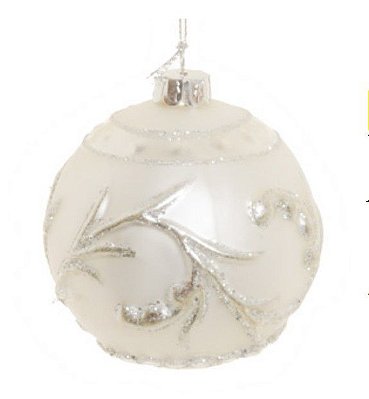 Bola de Natal de Vidro Galhos Prata 8cm Jogo com 4 Un - Ref 1312029 Cromus