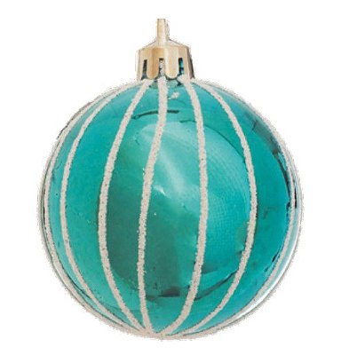 Bola de Natal Azul com Listras Brancas 8cm Jogo com 6 Un - Ref 1318862 Cromus