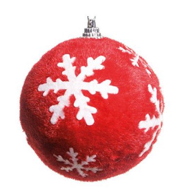 Bola de Natal Vermelho de Veludo com Floco Branco 8cm Jogo com 6 Un - Ref 1341974 Cromus