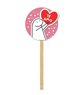 Pick de Madeira Decorativo Te Amo Festa Flork Meme - Grintoy