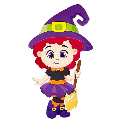 Painel Decorativo de E.V.A Bruxa Cute - Halloween - Ref 205165 Piffer