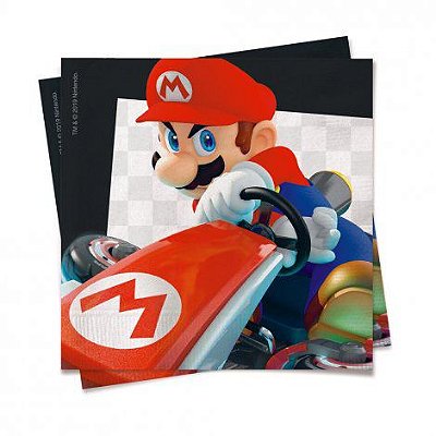 Guardanapo de Papel Decorado Festa Mario Kart 24,5x24,5 com 20 Folhas - Ref 29002581 Cromus