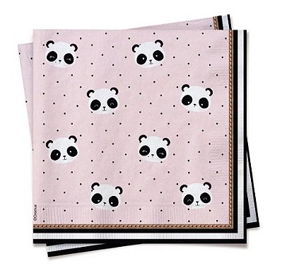 Guardanapo de Papel Decorado Panda Rosa 24,5x24,5cm com 20 Folhas - Ref 29002114 Cromus