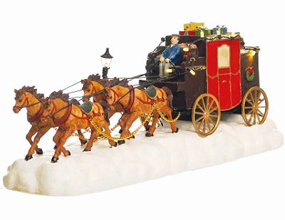 Carruagem de Resina com Cavalos com Luz, Som e Movimento Bivolt - Cenários com Movimento - Ref 1593040 Cromus