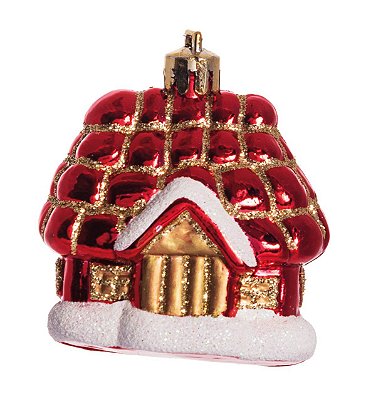 Enfeite Para Pendurar Casa de Natal Vermelha Jogo com 3 Unidades - Ref 1350757 Cromus