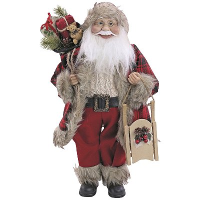 Boneco Papai Noel com Saco de Presentes 45cm - Coleção Noeis - Ref 1108008 Cromus