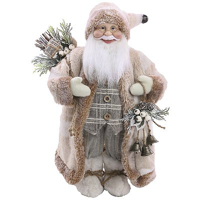 Papai Noel em Pé com Saco de Presentes e Sinos 45cm - Coleção Noeis - Ref 1108002 Cromus