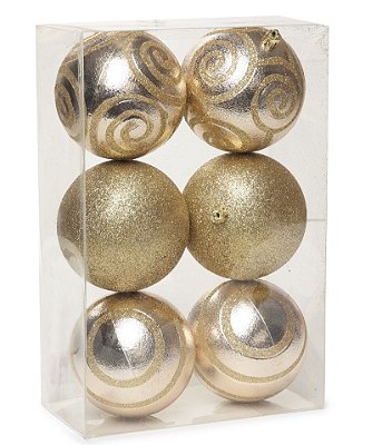 Bola de Natal com Arabescos 8cm Jogo com 6Un - Bolas Natalinas - Ref 1712644 Cromus