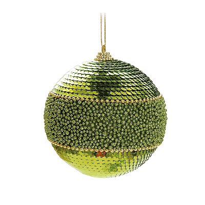Bola de Natal Verde com Paetê 10cm Jogo com 4 Un - Bolas Natalinas - Ref 1518783 Cromus