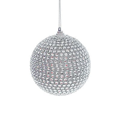 Bola de Natal com Paetê Prata 10cm Jogo com 6un - Bolas Natalinas - Ref 1510855 Cromus