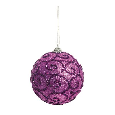 Bolas de Natal Lilas com Arabescos 10cm Jogo com 6Un - Bolas Natalinas - Ref 1314154 Cromus