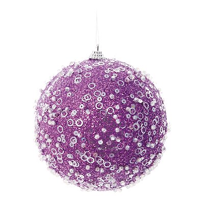 Bolas de Natal Açucarada Roxa 8cm Jogo com 6Un - Bolas Natalinas - Ref 1419892 Cromus