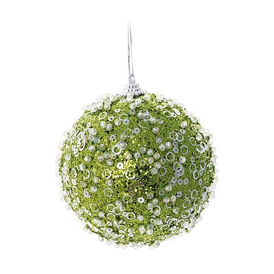 Bolas de Natal Açucarada Verde 8cm Jogo com 6Un - Bolas Natalinas - Ref 1419890 Cromus