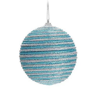 Bolas de Natal Espiral Azul Claro e Prata 8cm Jogo com 6Un - Bolas Natalinas - Ref 1518836 Cromus