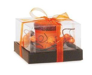 Porta Vela Baixo com Mini Guirlanda Laranja e Preto Halloween - Ref 1418676 Cromus