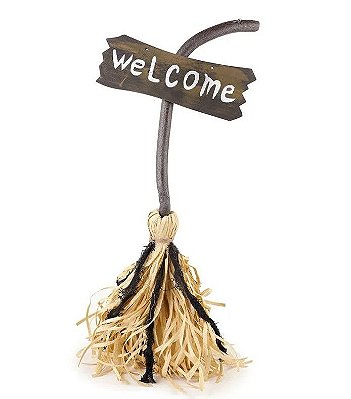 Vassoura Decorativa com Som e Movimento Welcome - Halloween - Ref 29003646 Cromus