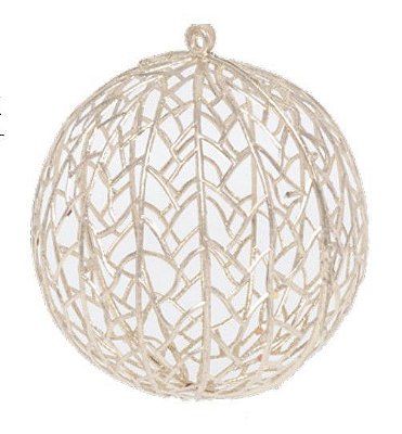 Bola de Natal Vazada com Glitter Nude 12cm - Ref 1022365 Cromus