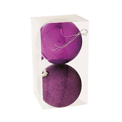 Bolas de Natal Roxa 10cm Jogo com 2Un - Bolas Natalinas - Ref 1213359 Cromus