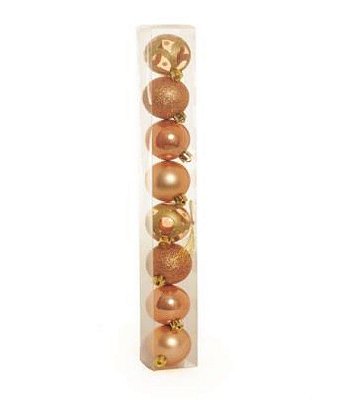 Bolas de Natal Sortidas Dourada Ouro 5cm Jogo com 8Un - Bolas Natalinas - Ref 1316186 Cromus