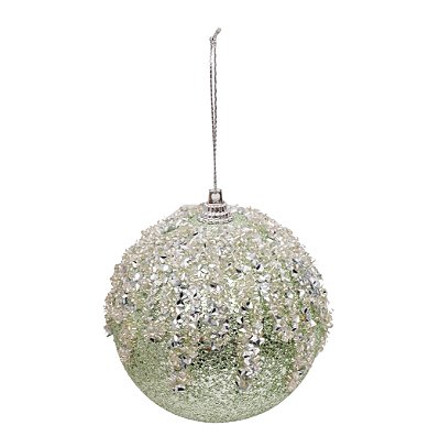 Bolas de Natal Verde Claro com Pedrarias 8cm Jogo com 6Un - Bolas Natalinas - Ref 1924258 Cromus