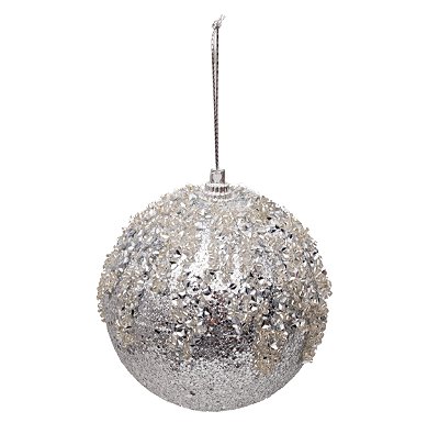Bolas de Natal Prata com Pedras 8cm Jogo com 6Un - Bolas Natalinas - Ref 1924256 Cromus