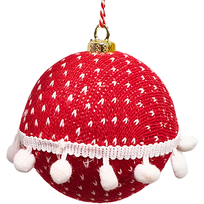 Bolas de Natal de Crochê Vermelha com branco 10cm Jogo com 4Un Trend Vintage - Bolas Natalinas - Ref 1923288 Cromusxx