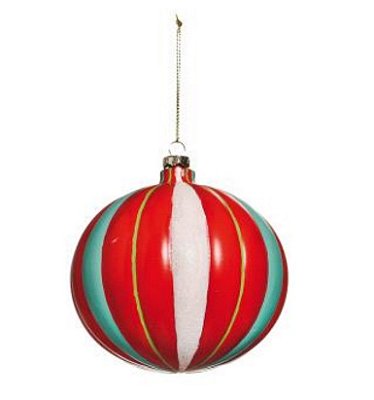 Bola de Natal Coloridas Azul, Branco e Vermelho Trend Vintage 10cm com 1Un - Bolas Natalinas - Ref 1690759 Cromus
