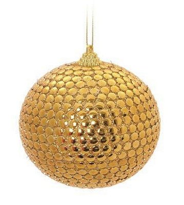 Bolas de Natal Lantejoula Dourada 8cm Jogo com 6Un - Bolas Natalinas - Ref 1611736 Cromus