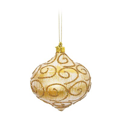 Bolas de Natal Pinos Dourados 10cm Jogo com 6Un - Bolas Natalinas - Ref 1611337 Cromus