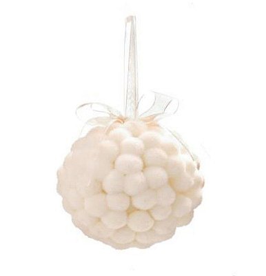 Bolas de Natal Branca com Floco 10cm Jogo com 4Un - Bolas Natalinas - Ref 1592354 Cromus